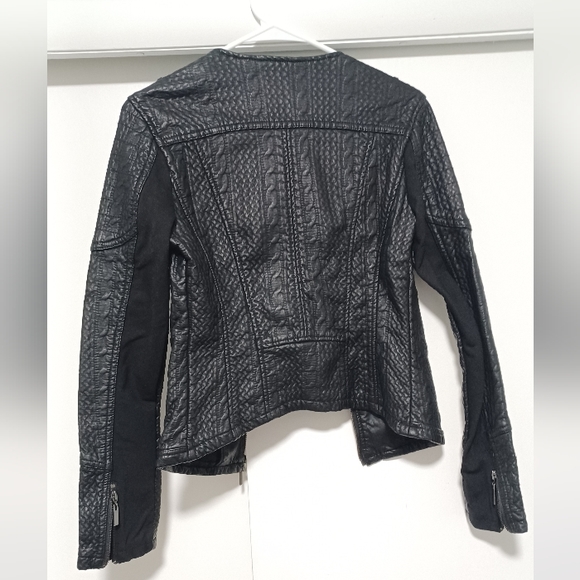 Blanc Noir Textured Faux Leather Jacket in Black - Picture 2 of 12